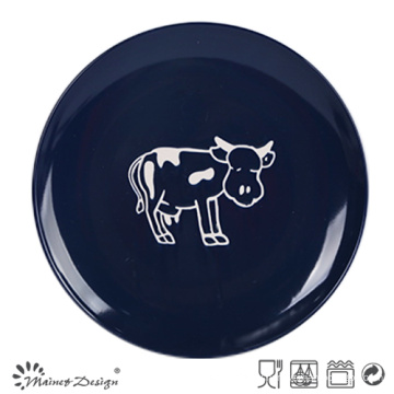 Простой глазурь Шелковый экран Cute Cow Dinner Plate